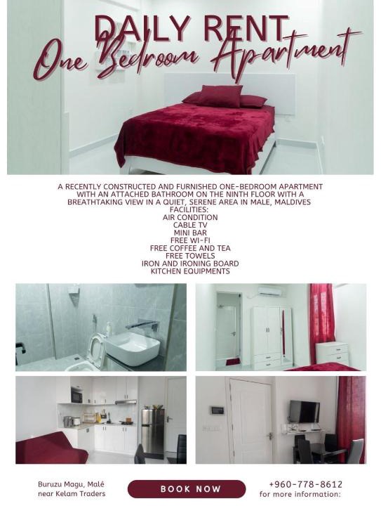 Male House | Resting View Maroon - One Bedroom Apartment