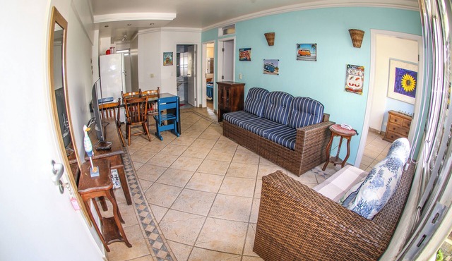 Beachfront - 3 bedrooms + air conditioning, 2 bathrooms, living room, kitchen, 1 garage, Wi-Fi and bed linen in SP