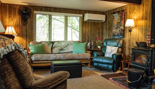 Cozy Riverfront Cabin w/Water Access, Fireplace, AC, Firepit in Hersey