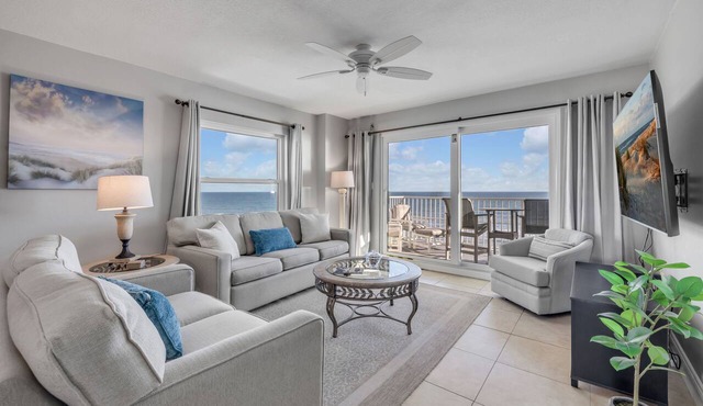Direct oceanfront penthouse 2/2 with gorgeous corner condo views, a heated pool, and garage in Ormond Beach