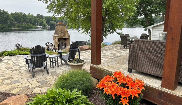 Gorgeous waterfront 4-BR home with adorable Tiny House and pickleball court! in Newaygo