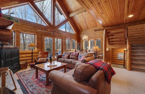 Boyne City Cabin | 3BR Private Mountain Cabin 823 | Sleeps 10 | Ski-in/out | Private Hot Tub