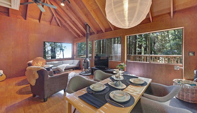 Sea Ranch dog-friendly studio cabin with ocean view & hot tub in Sea Ranch
